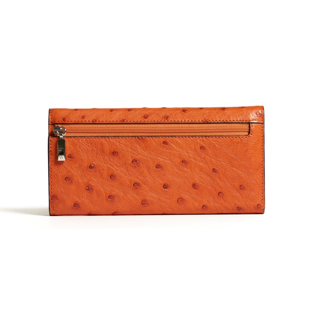 Mississippi - Orange Ostrich Quill Leather Purse