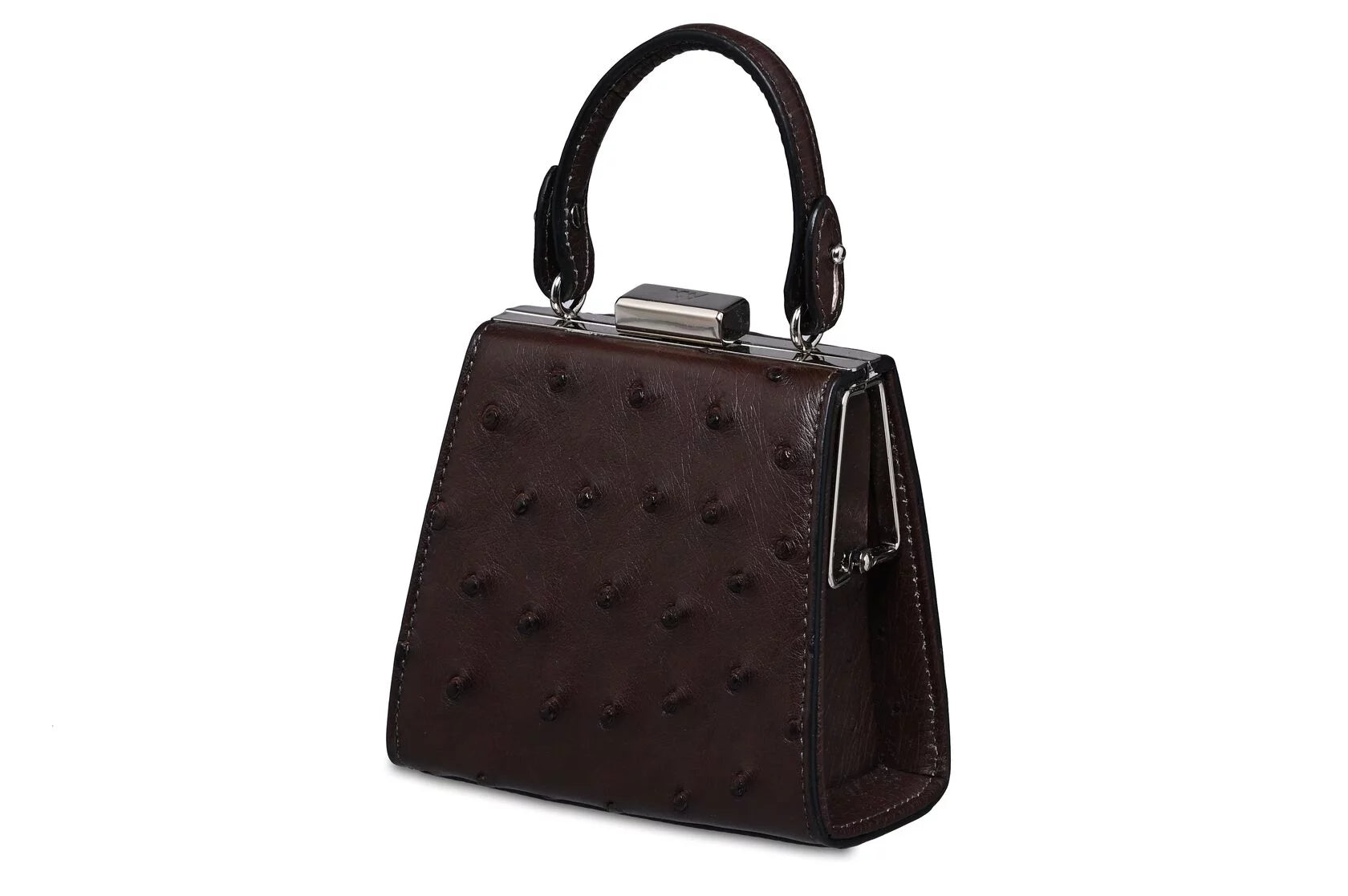 Vegas — Dark Brown African Ostrich Leg Leather Micro Bag