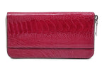 Virginia — Red African Ostrich Leg Leather Long Wallet Purse