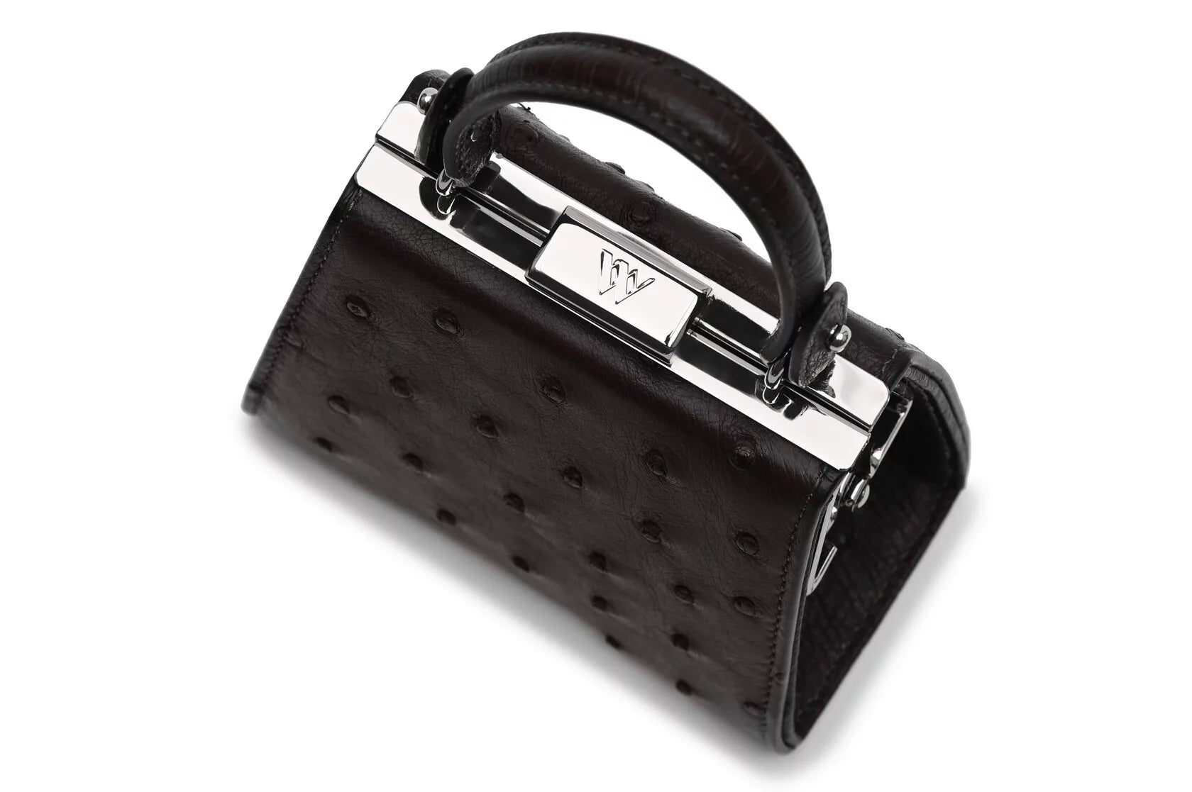 Vegas — Dark Brown African Ostrich Leg Leather Micro Bag