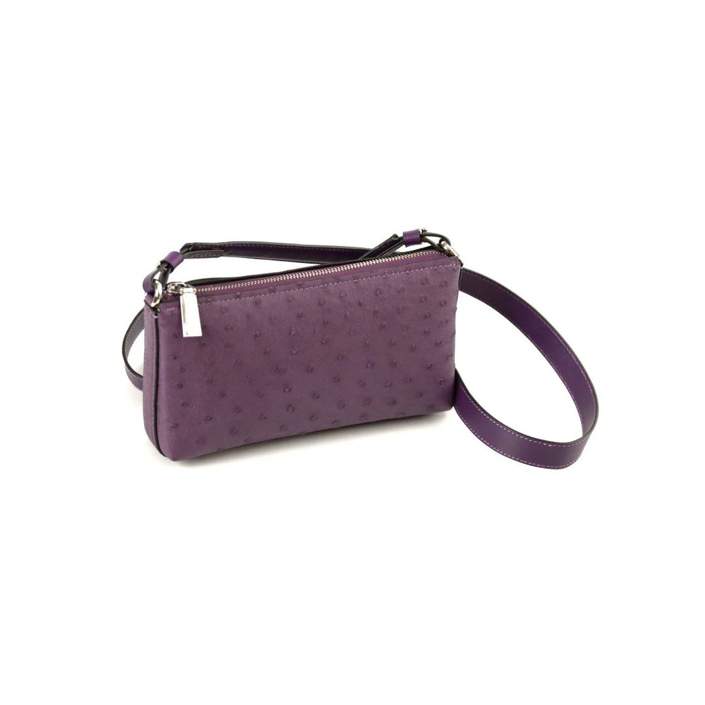 Los Angeles — Purple African Ostrich Leather Crossbody Purse with Adjustable Strap
