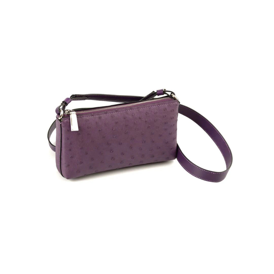 Los Angeles — Purple African Ostrich Leather Crossbody Purse with Adjustable Strap