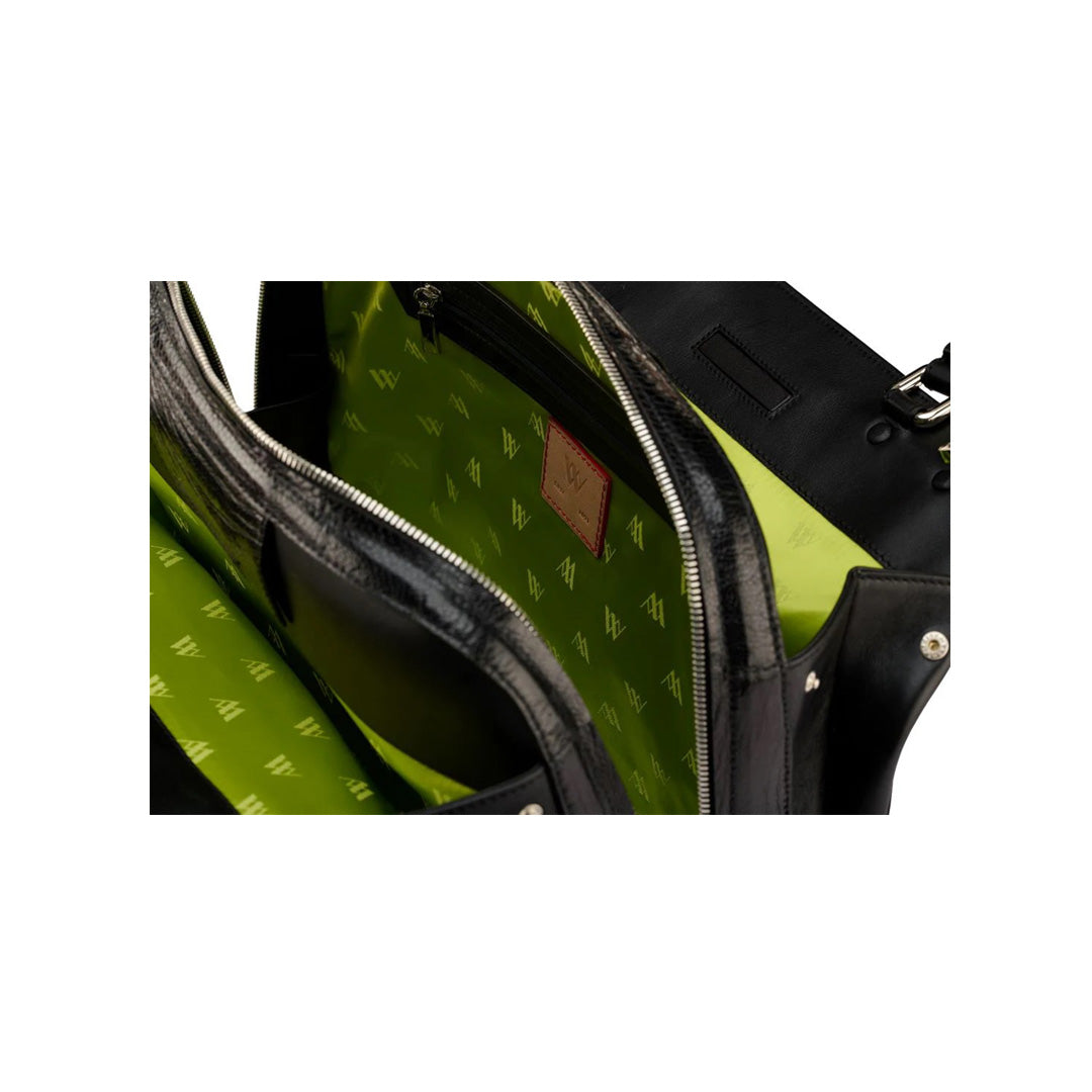 Lexington — Black African Ostrich Leg Leather Business Bag