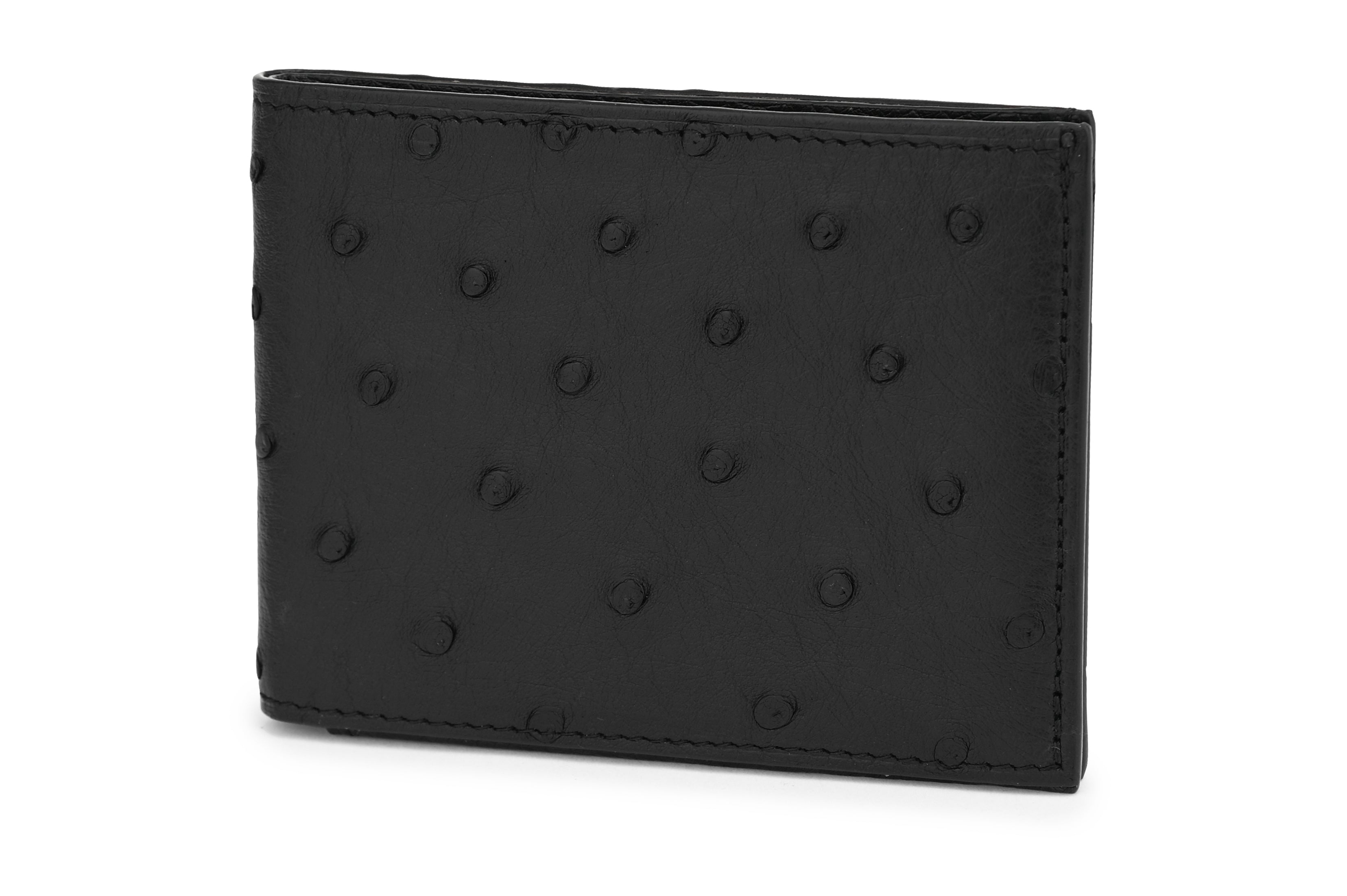 Alaska — Black African Ostrich Quill Leather Bi-Fold Wallet
