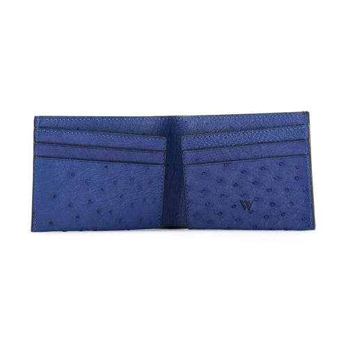 Alaska — Blue African Ostrich Leather Bi-Fold Wallet