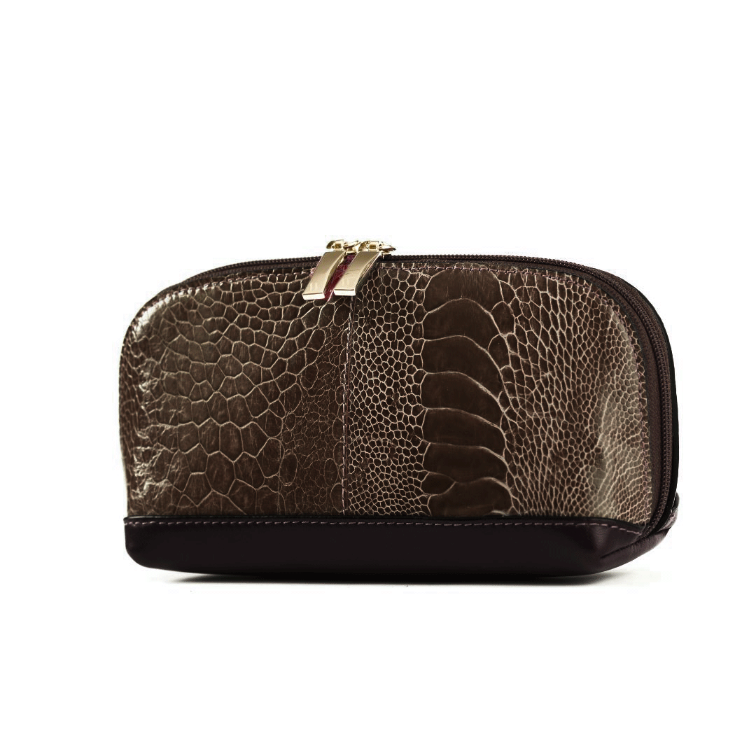 California - Ostrich Leather Cosmetic Pouch
