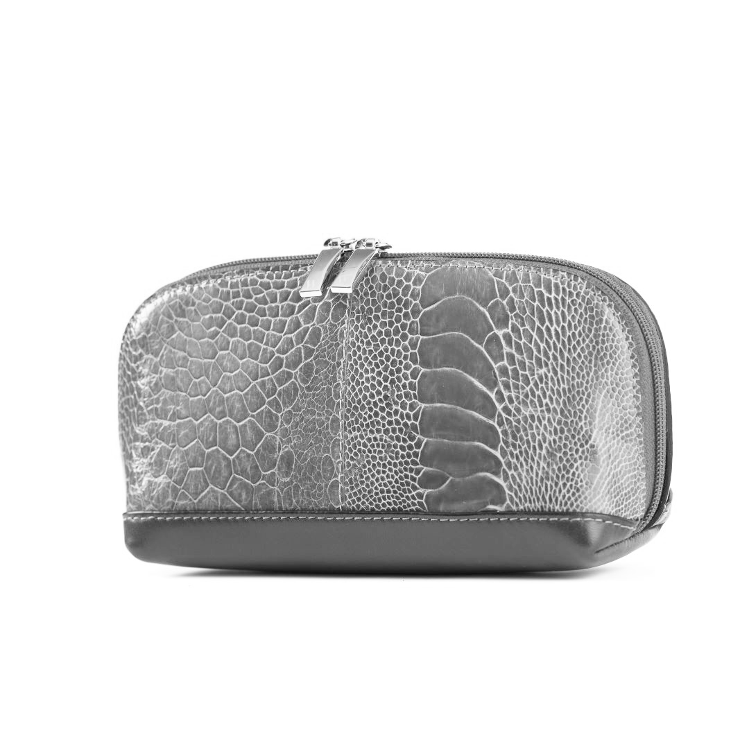 California - Ostrich Leather Cosmetic Pouch