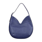 Blue textured handbag on a white background