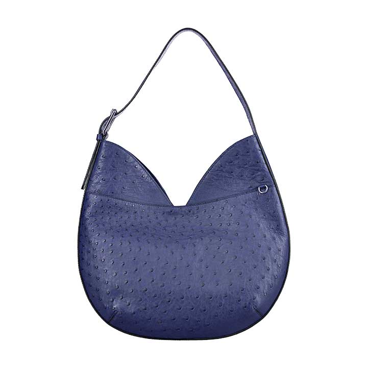 Blue textured handbag on a white background