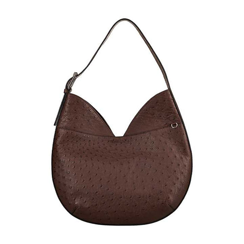 Brown textured handbag on a white background