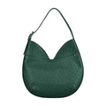 Brown textured handbag on a white background