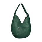 Brown textured handbag with a visible zipper on a white background
