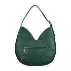 Green handbag with a zipper on a white background