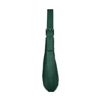 Green leather strap with a buckle on a white background