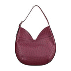 Maroon textured handbag on a white background