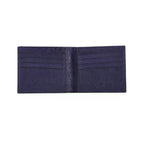 Navy blue textured wallet on a white background