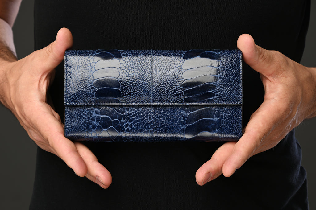 Mississippi - Blue Ostrich Leather Purse