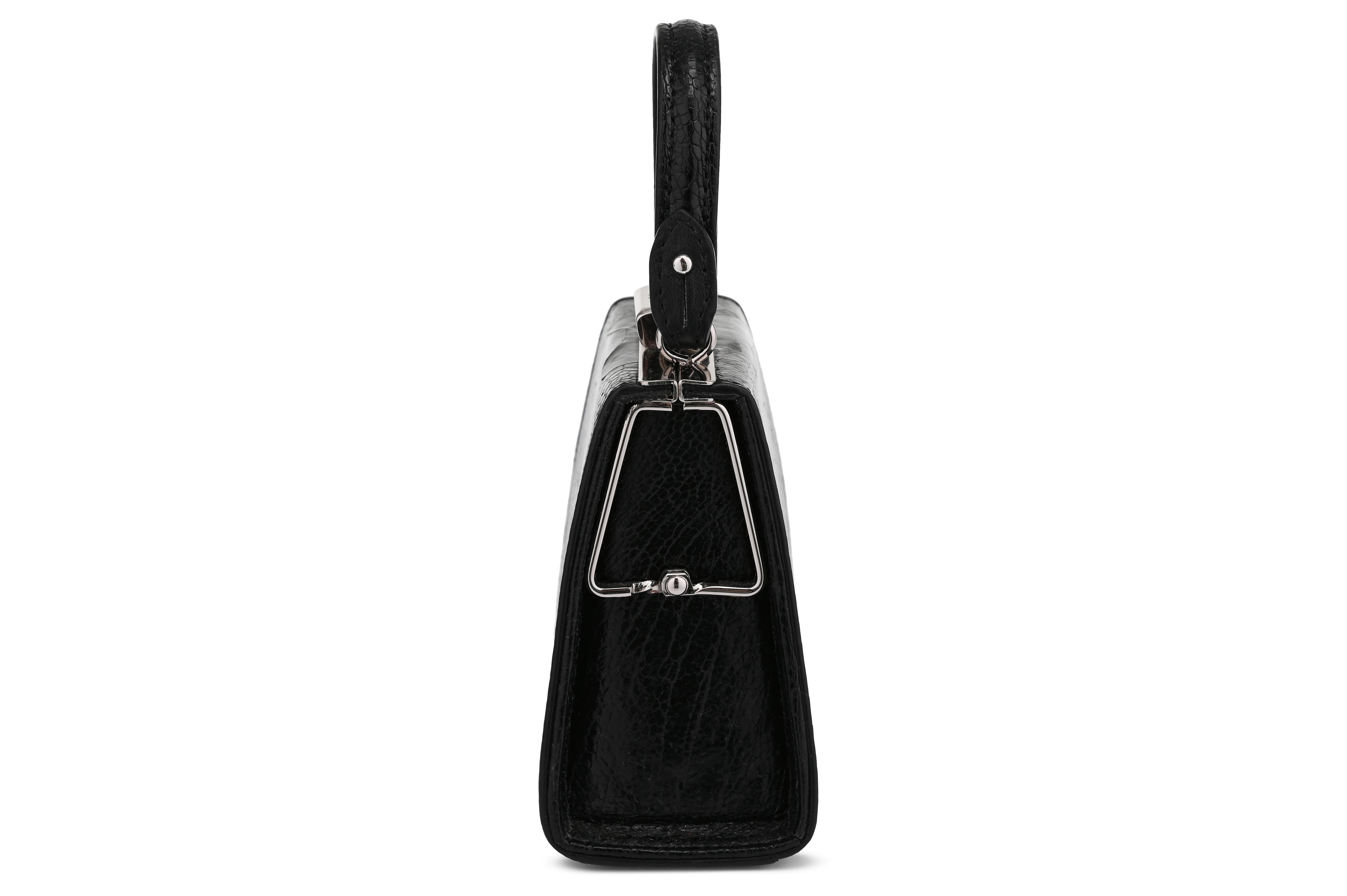 Vegas — Black African Ostrich Leg Leather Micro Bag