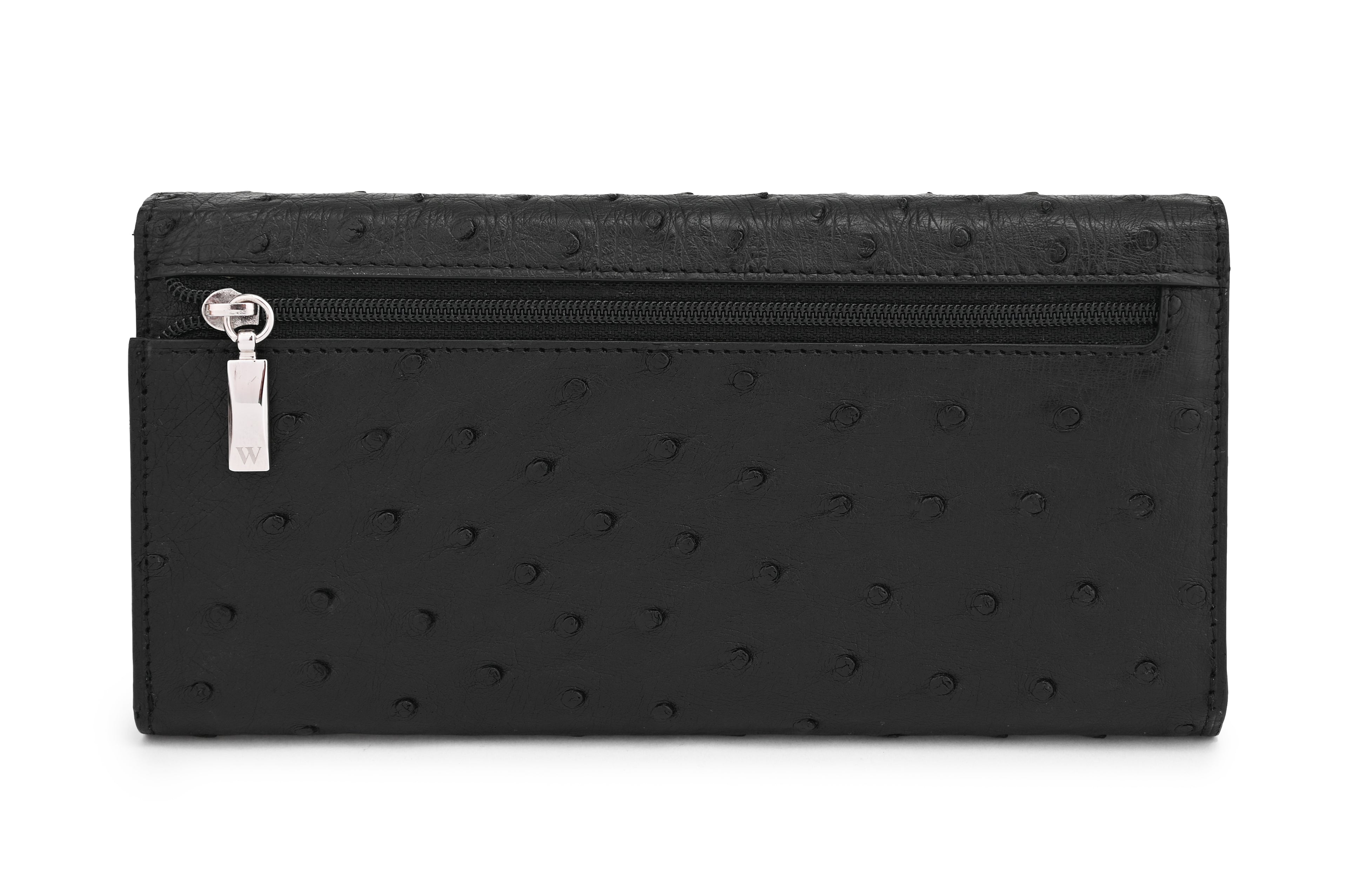 Mississippi - Black Ostrich Leather Purse