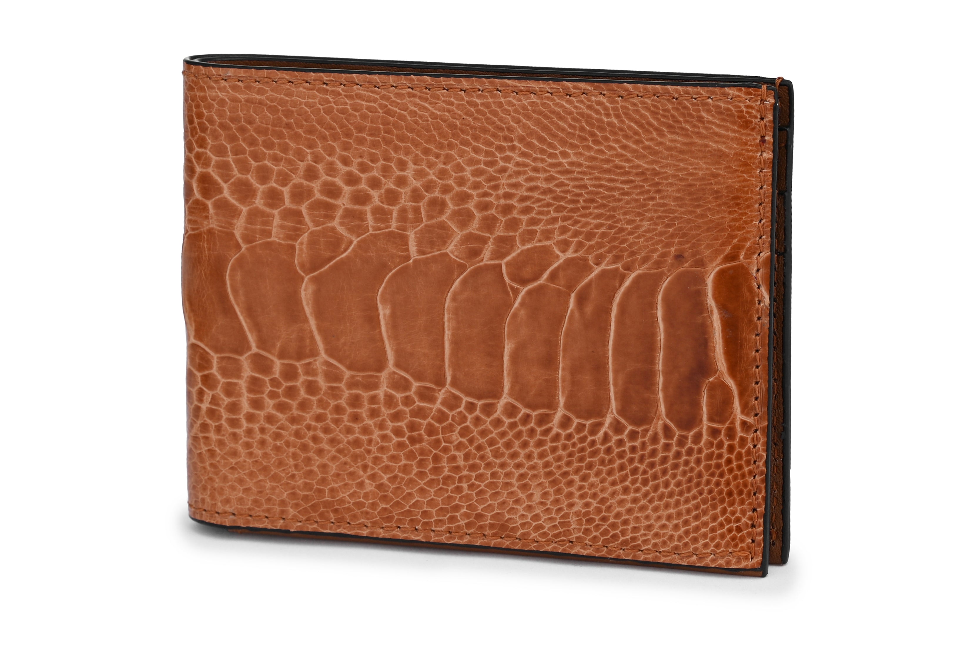 Alaska — Brown African Ostrich Leather Bi-Fold Wallet