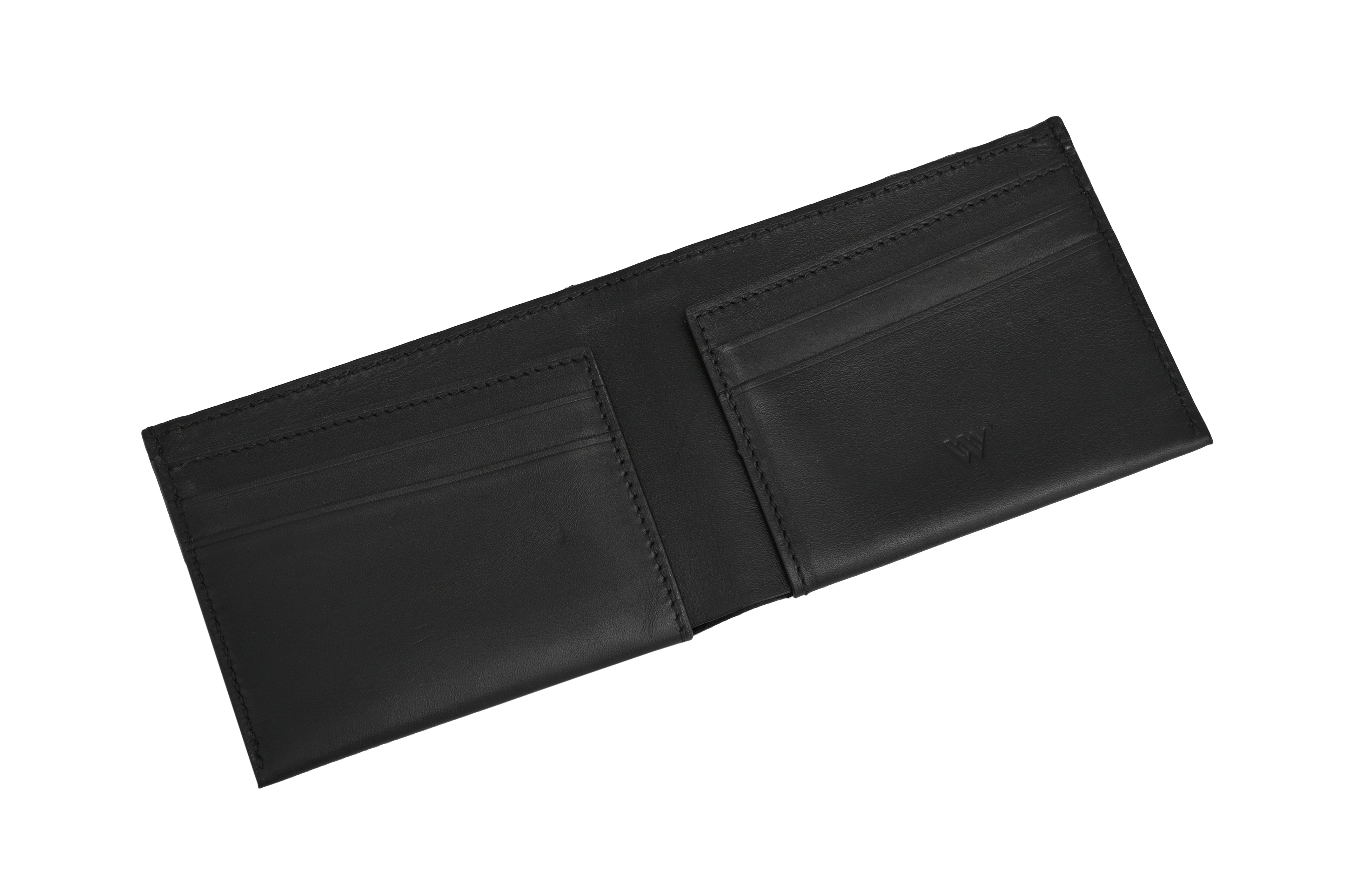Alaska — Black African Ostrich Leg Leather Bi-Fold Wallet