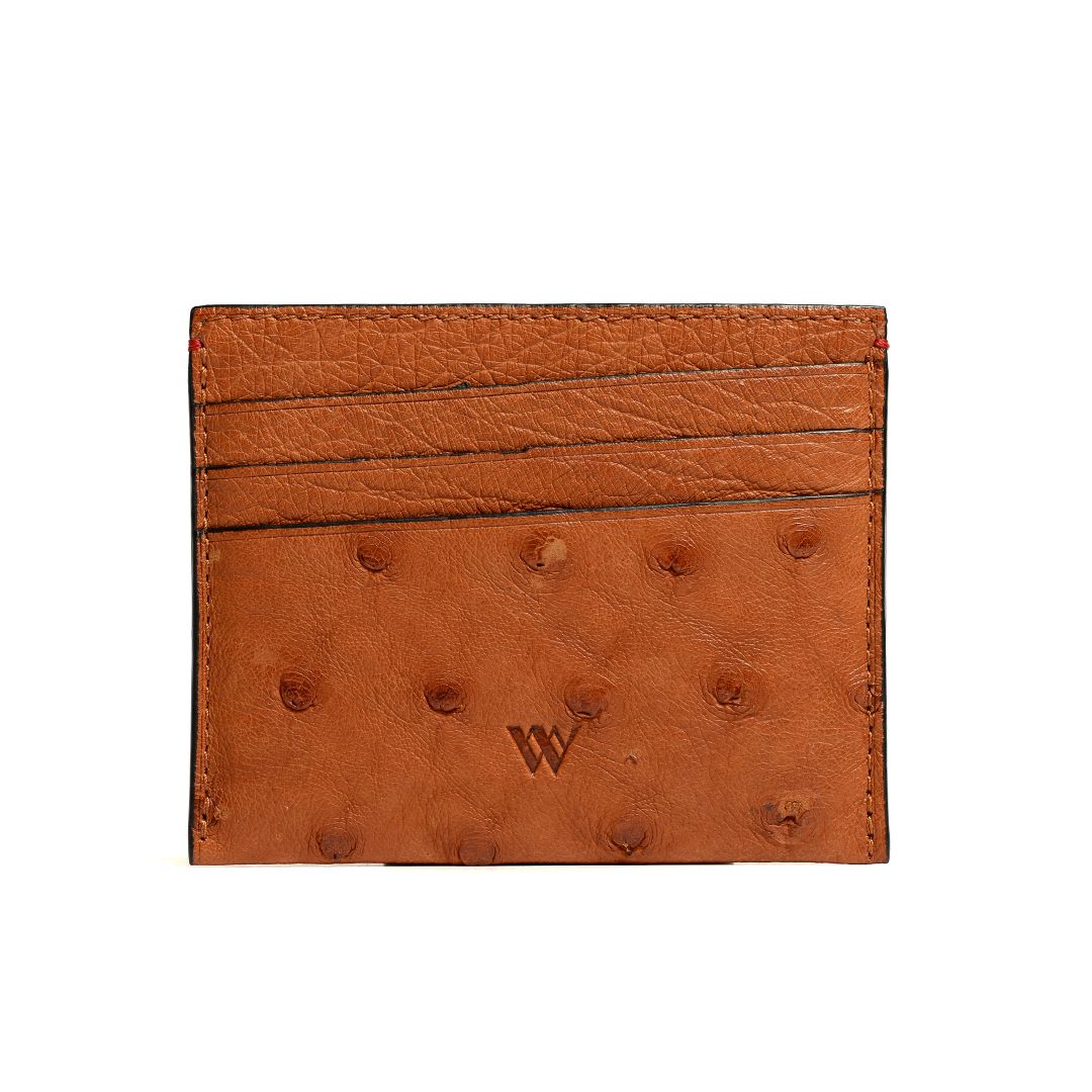 Florida — Light Brown African Ostrich Quill Leather Card Holder