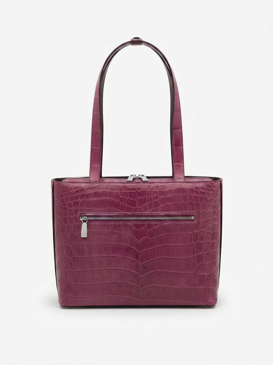 Lilibet — Purple Croc Belly Leather Tote Bag