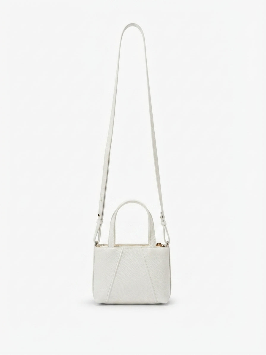 Lily — White African Ostrich Leg Leather Shoulder Ba
