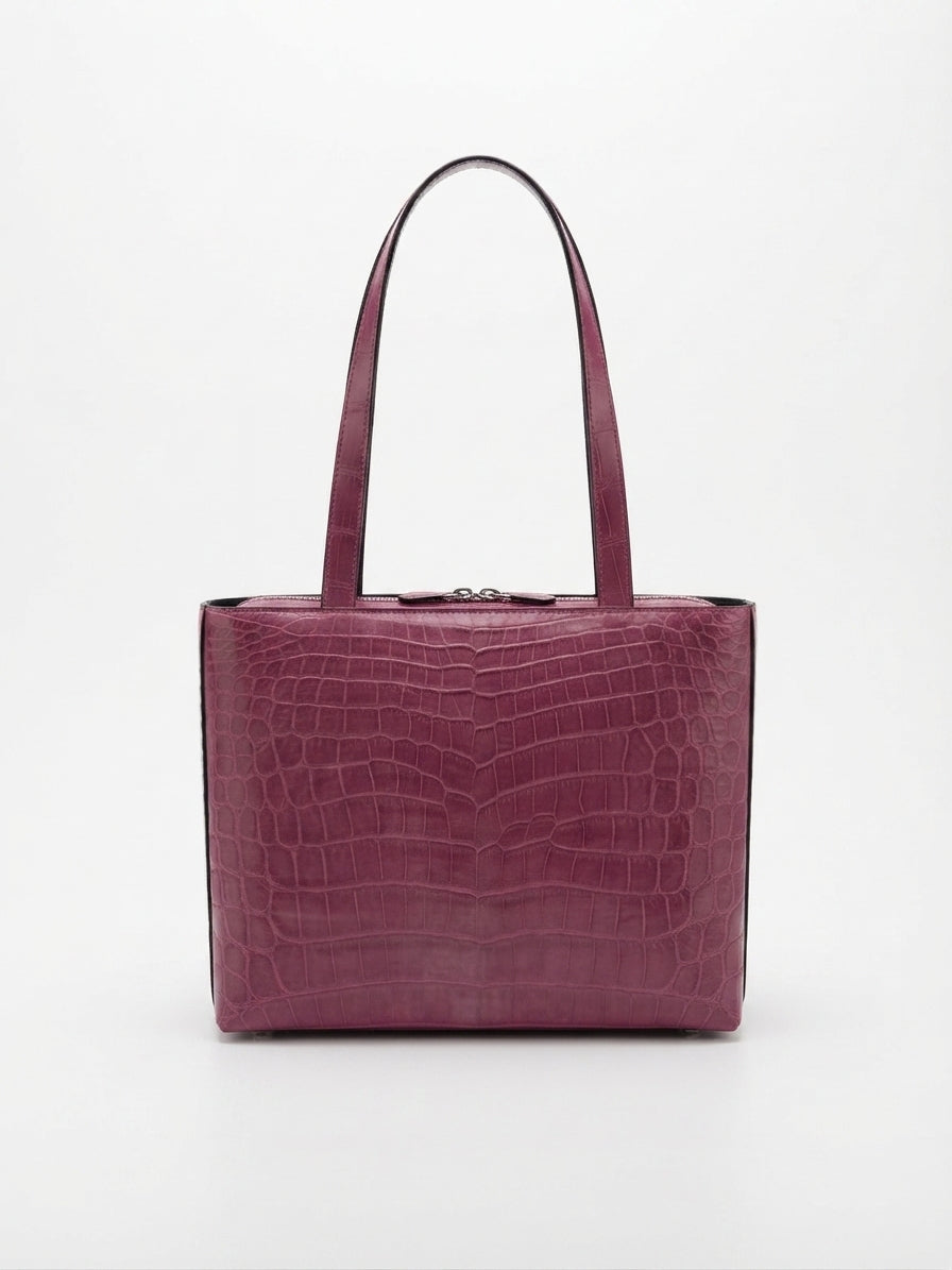 Lilibet — Purple Croc Belly Leather Tote Bag