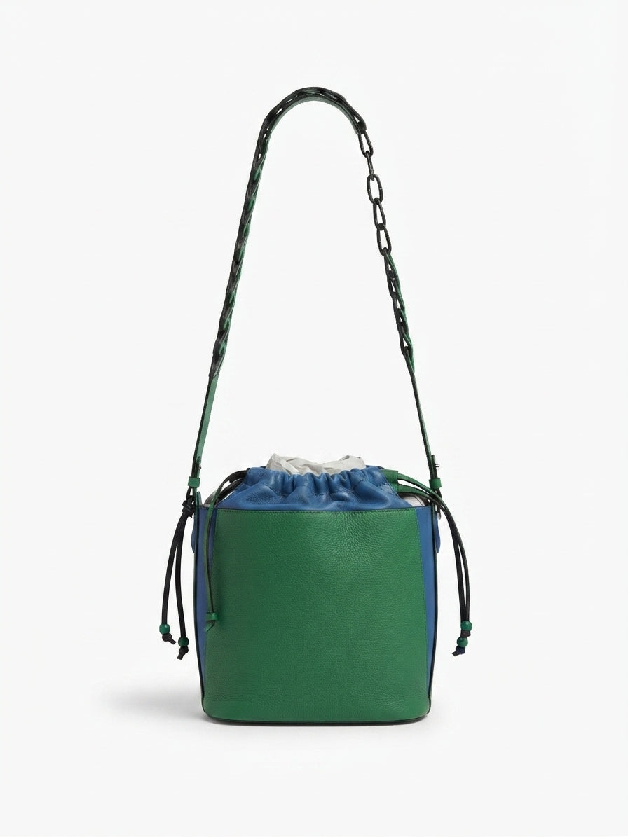Lara - Green and Blue Leather Shoulder Bag