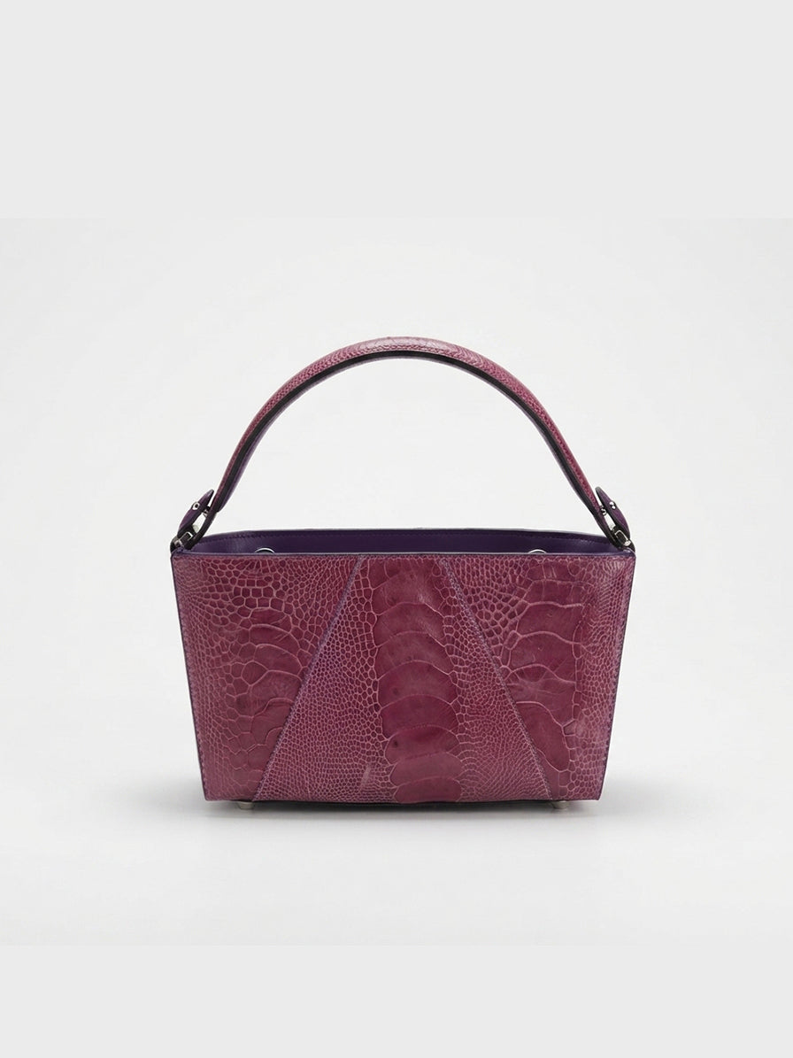 Lottie - Purple African Ostrich Leg Leather Crossbody Bag