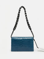 Georgia — Blue Nile Crocodile Belly Leather Clutch Bag with Removable Link Strap