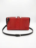 Lex -Red African Ostrich Leg Leather Crossbody Bag