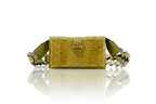 Georgia — Lime Green African Ostrich Leg Leather Clutch Bag with Removable Link Strap