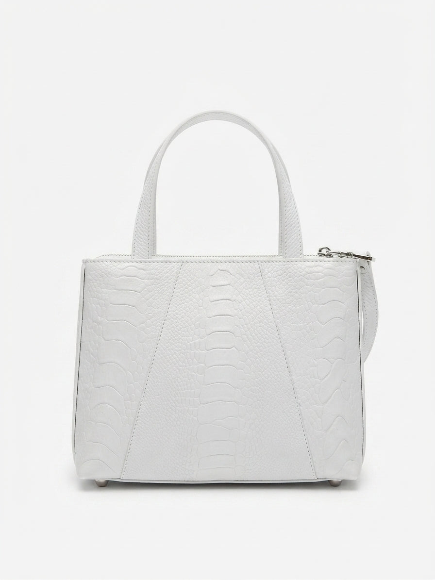 Lily — White African Ostrich Leg Leather Shoulder Ba