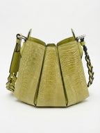 Luna - Lime Green African Ostrich Leg Leather Shoulder Bag
