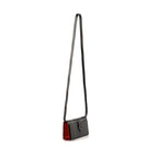 Georgia — Black Limited Edition African Ostrich Leg Leather Clutch Bag with Red Gussets
