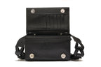 Georgia — Black Nile Crocodile Belly Leather Clutch Bag with Removable Link Strap