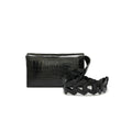 Georgia — Black Nile Crocodile Belly Leather Clutch Bag with Removable Link Strap