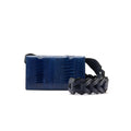 Georgia — Blue African Ostrich Leg Leather Clutch Bag with Removable Link Strap