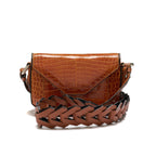 Lee — Brown Nile Crocodile Leather Shoulder Bag with Adjustable Strap