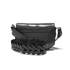 Lee — Black Nile Crocodile Leather Shoulder Bag with Adjustable Strap