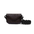 Lee — Dark Brown African Full-Quill Ostrich Leather Shoulder Bag with Adjustable Strap