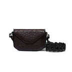 Lee — Dark Brown African Full-Quill Ostrich Leather Shoulder Bag with Adjustable Strap