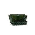 Lee — Green African Ostrich Leg Leather Shoulder Bag with Adjustable Strap