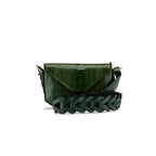 Lee — Green African Ostrich Leg Leather Shoulder Bag with Adjustable Strap