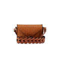 Lee — Light Brown African Full-Quill Ostrich Leather Shoulder Bag with Adjustable Strap