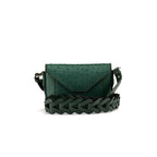 Lee — Green African Full-Quill Ostrich Leather Shoulder Bag with Adjustable Strap
