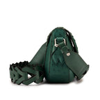 Lee — Green African Full-Quill Ostrich Leather Shoulder Bag with Adjustable Strap