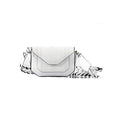 Lee — White African Ostrich Leg Leather Shoulder Bag with Adjustable Strap